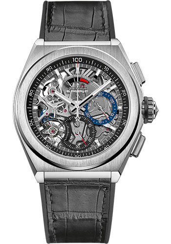 Zenith 95.9000.9004/78.R582 Defy El Primero 21 Titanium - Openworked Dial - Black Rubber and Alligator Strap