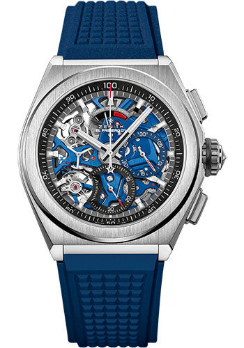 Zenith 95.9002.9004/78.R590 Defy El Primero 21 Titanium - Openworked Dial - Blue Rubber Strap Main image