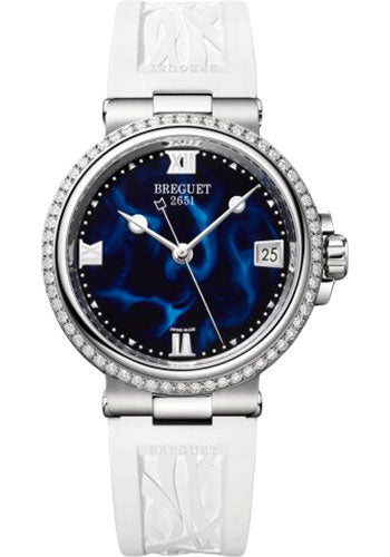 Breguet 9518ST/E2/584/D000 Marine Dame 9518 - Steel Case - Blue Dial - White Rubber Strap
