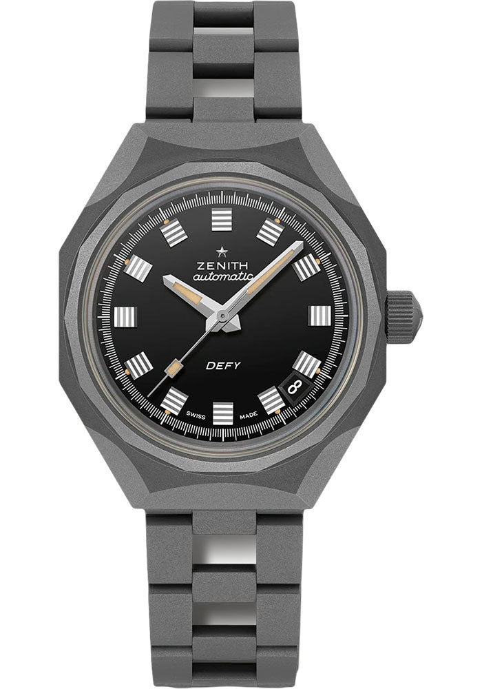 Zenith 97.A3642.670/21.M3642 Defy Revival Shadow 37mm Microblasted Ti Case - Black Dial - Micoblasted Titanium Ladder Bracelet Main image