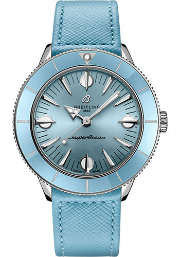 Breitling Superocean Heritage A10340161C1X1 ’57 Pastel Paradise Stainless Steel - Aquamarine Dial - Aquamarine Calfskin Leather Strap - Folding Buckle