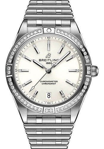 Breitling Chronomat A10380591A1A1 Automatic 36 Stainless Steel (Gem-set) - White Diamond Dial - Metal Bracelet