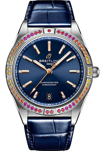 Breitling Chronomat A10380611C1P1 Automatic 36 South Sea Stainless Steel (Gem-set) - Midnight Blue Dial - Blue Alligator Leather Strap - Folding Buckle Main image
