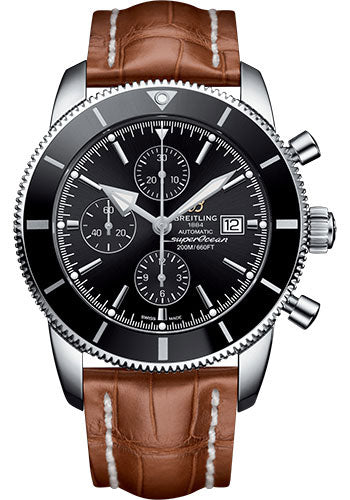 Breitling Superocean Heritage A1331212/BF78/755P/A20D.1 II Chronograph 46 Steel Case - Volcano Black Dial - Gold Croco Strap Main image