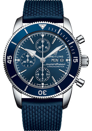 Breitling Superocean Heritage A13313161C1S1 II Chronograph 44 Steel Case - Blue Dial - Blue Rubber Aero Classic Strap