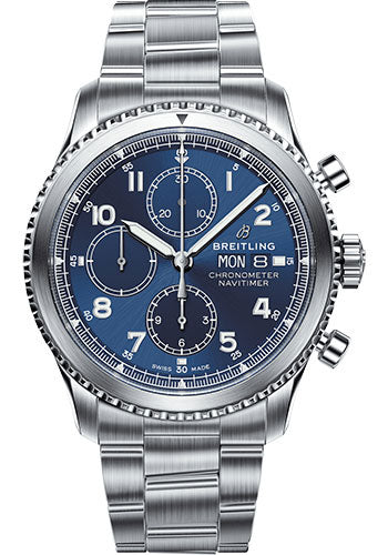 Breitling Aviator 8 A13314101C1A1 Chronograph 43 Steel Case - Blue Dial - Steel Professional III Bracelet