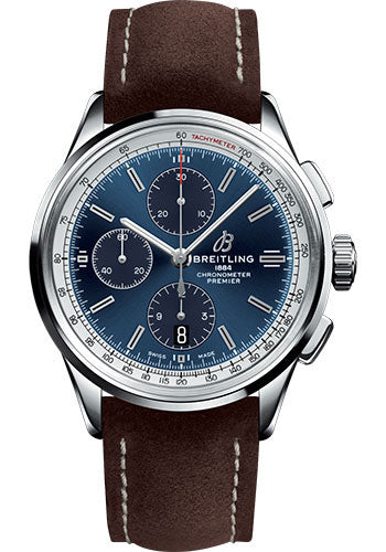 Breitling Premier A13315351C1X1 Chronograph 42mm Steel Case - Blue Dial - Brown Nubuck Strap Main image