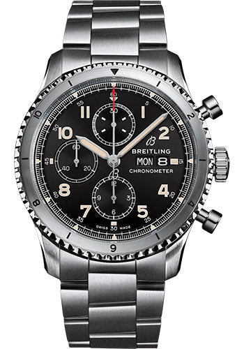 Breitling Aviator 8 A13316101B1A1 Chronograph 43 Stainless Steel - Black Dial - Metal Bracelet