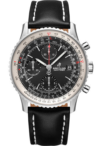 Breitling Navitimer A13324121B1X2 Chronograph 41 Steel - Black Dial - Black Leather Strap - Folding Buckle