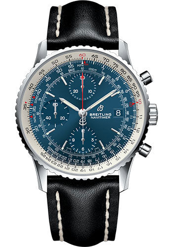 Breitling Navitimer A13324121C1X1 1 Chronograph 41 Steel Case - Aurora Blue Dial - Black Leather Strap