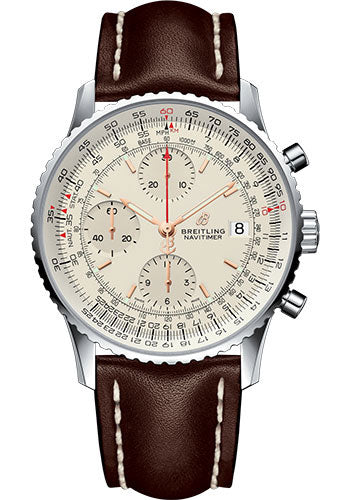 Breitling Navitimer A13324121G1X1 1 Chronograph 41 Steel Case - Mercury Silver Dial - Brown Leather Strap Main image