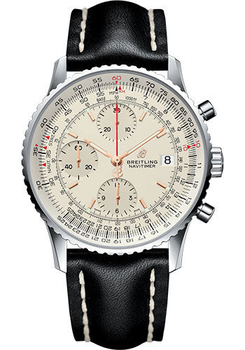 Breitling Navitimer A13324121G1X2 1 Chronograph 41 Steel Case - Mercury Silver Dial - Black Leather Strap