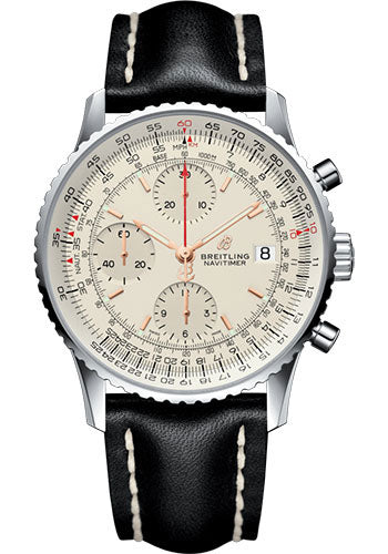 Breitling Navitimer A13324121G1X4 Chronograph 41 Steel - Mercury Silver Dial - Black Leather Strap - Folding Buckle Main image