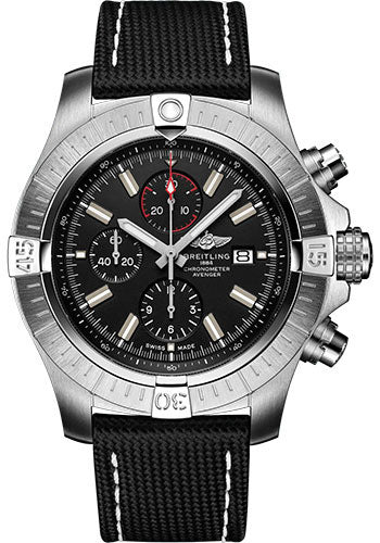 Breitling Avenger A13375101B1X2 Super Chronograph 48 Stainless Steel - Black Dial - Anthracite Calfskin Leather Strap - Folding Buckle Main image