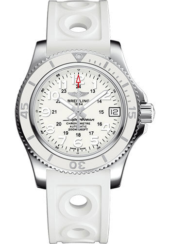 Breitling Superocean A17312D21A1S1 II 36 Steel - Hurricane White Dial - White Ocean Racer II Strap - Tang Buckle