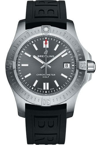 Breitling A17313101F1S1 Colt 41 Automatic Steel - Tempest Gray Dial - Black Diver Pro III Strap - Folding Buckle