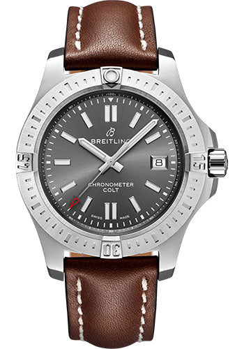 Breitling A17313101F1X3 Colt 41 Automatic Steel - Tempest Gray Dial - Brown Leather Strap - Folding Buckle Main image