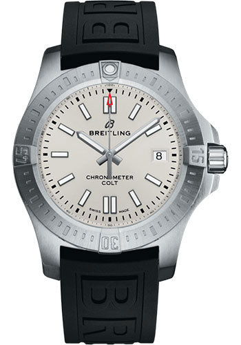 Breitling A17313101G1S1 Colt 41 Automatic Steel - Silver Dial - Black Diver Pro III Strap - Folding Buckle