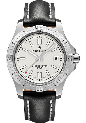 Breitling A17313101G1X2 Colt 41 Automatic Steel - Silver Dial - Black Leather Strap - Folding Buckle Main image