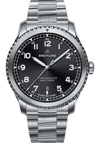 Breitling Aviator 8 A17314101B1A1 Automatic 41 Steel Case - Black Dial - Steel and Satin Professional III Bracelet