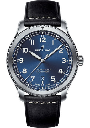 Breitling Aviator 8 A17314101C1X2 Automatic 41 Steel Case - Blue Dial - Black Leather Strap