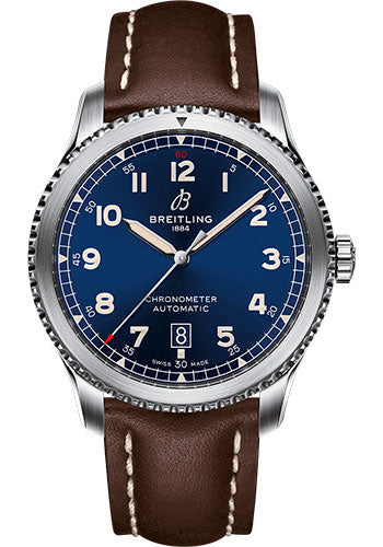 Breitling Aviator 8 A17315101C1X1 Automatic 41 Stainless Steel - Blue Dial - Brown Calfskin Leather Strap - Tang Buckle Main image