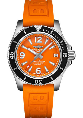 Breitling Superocean A17316D71O1S1 Automatic 36 Stainless Steel - Orange Dial - Orange Rubber Strap - Tang Buckle