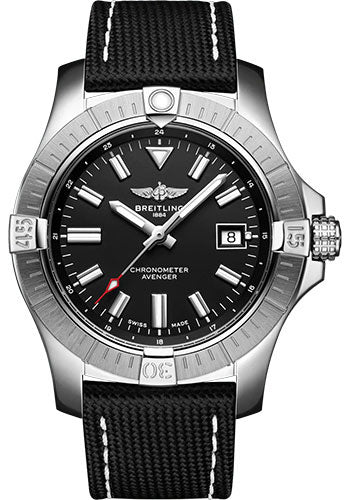 Breitling Avenger A17318101B1X2 Automatic 43 Stainless Steel - Black Dial - Anthracite Calfskin Leather Strap - Folding Buckle