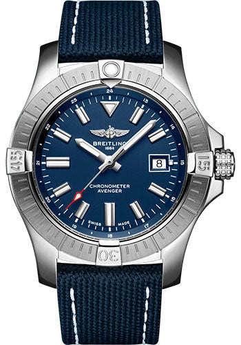 Breitling Avenger A17318101C1X1 Automatic 43 Stainless Steel - Blue Dial - Blue Calfskin Leather Strap - Tang Buckle