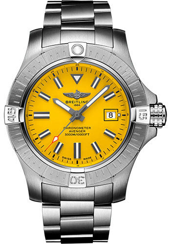 Breitling Avenger A17319101I1A1 Automatic 45 Seawolf Stainless Steel - Yellow Dial - Metal Bracelet