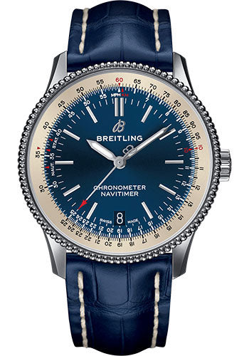 Breitling Navitimer A17325211C1P1 1 Automatic 38 Steel Case - Blue Dial - Blue Croco Strap