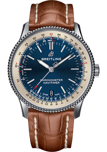 Breitling Navitimer A17325211C1P2 1 Automatic 38 Steel Case - Blue Dial - Gold Croco Strap