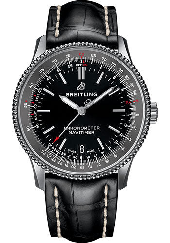 Breitling Navitimer A17325241B1P1 1 Automatic 38 Steel Case - Black Dial - Black Croco Strap