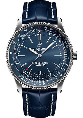 Breitling Navitimer A17326161C1P3 Automatic 41 Stainless Steel - Blue Dial - Blue Alligator Leather Strap - Tang Buckle