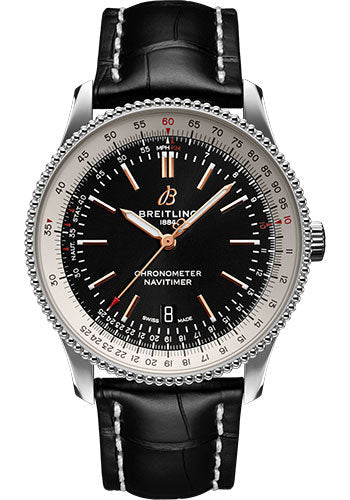 Breitling Navitimer A17326211B1P2 Steel 1 Automatic 41 - Black Dial - Black Croco Strap