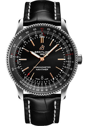 Breitling Navitimer A17326241B1P2 Automatic 41 Stainless Steel - Black Dial - Black Alligator Leather Strap - Folding Buckle