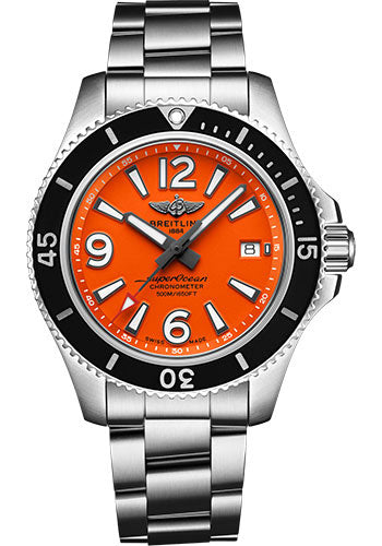 Breitling Superocean A17366D71O1A1 Automatic 42 Steel - Orange Dial - Steel Bracelet