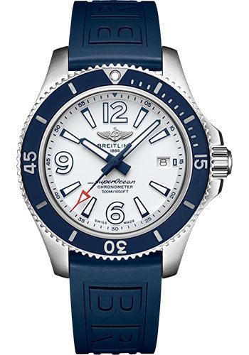 Breitling Superocean A17366D81A1S1 Automatic 42 Steel - White Dial - Blue Diver Pro III Strap - Tang Buckle Main image