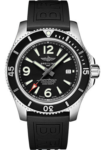 Breitling Superocean A17367D71B1S2 Automatic 44 Stainless Steel - Black Dial - Black Rubber Strap - Folding Buckle