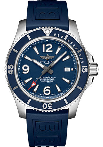 Breitling Superocean A17367D81C1S1 Automatic 44 Steel - Blue Dial - Blue Diver Pro III Strap - Tang Buckle