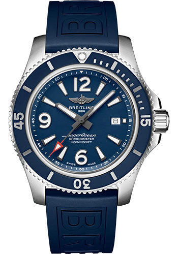 Breitling Superocean A17367D81C1S2 Automatic 44 Stainless Steel - Blue Dial - Blue Rubber Strap - Folding Buckle