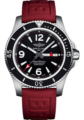 Breitling Superocean A17371A11B1S1 Automatic 44 Ironman Limited Edition Stainless Steel - Black Dial - Red Rubber Strap - Tang Buckle Limited Edition of 300 Main image