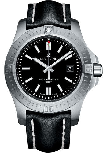 Breitling Chronomat A17388101B1X1 Colt Automatic 44 Steel Case - Volcano Black Dial - Black Leather Strap