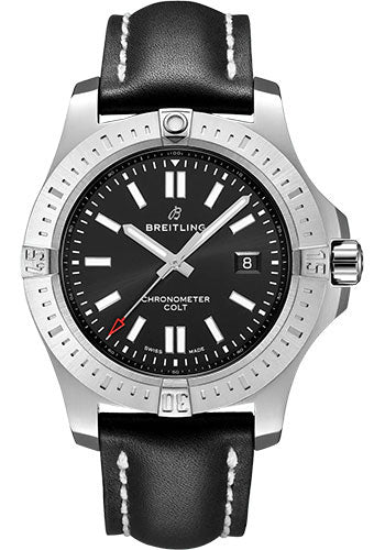 Breitling A17388101B1X2 Colt Automatic Stainless Steel - Black Dial - Black Calfskin Leather Strap - Folding Buckle Main image