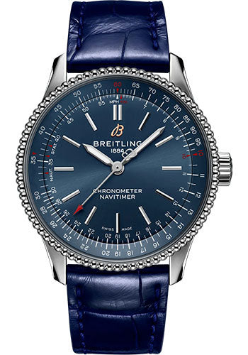 Breitling Navitimer A17395161C1P1 Automatic 35 Stainless Steel - Blue Dial - Blue Alligator Leather Strap - Tang Buckle