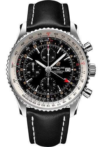 Breitling Navitimer A24322121B2X2 Chronograph GMT 46 Stainless Steel - Black Dial - Black Calfskin Leather Strap - Folding Buckle Main image