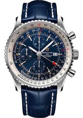 Breitling Navitimer A24322121C2P1 Chronograph GMT 46 Steel - Blue Dial - Blue Croco Strap - Tang Buckle Main image