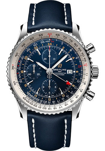Breitling Navitimer A24322121C2X2 Chronograph GMT 46 Stainless Steel - Blue Dial - Blue Calfskin Leather Strap - Folding Buckle Main image