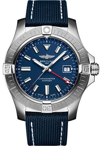 Breitling Avenger A32395101C1X1 Automatic GMT 45 Stainless Steel - Blue Dial - Blue Calfskin Leather Strap - Tang Buckle Main image
