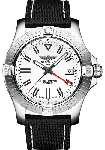 Breitling Avenger A32397101A1X2 Automatic GMT 43 Stainless Steel - White Dial - Anthracite Calfskin Leather Strap - Folding Buckle Main image